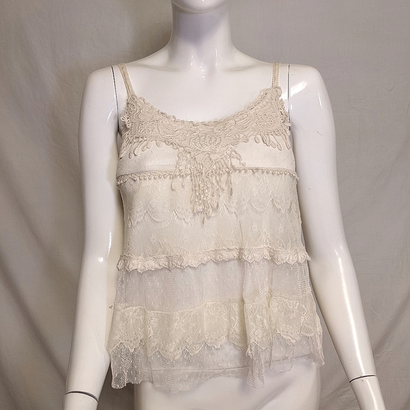 American Rag Tops - American Rag lace cream tack top